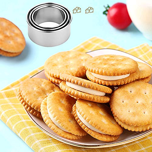 Cookie Cutters - Biscuit Cutters/Stainless Steel Dumpling Cutters/Cake Pastry Cutters/Cake Cookie Scone Cutters Molds stamps for Cooking Baking (3Pcs, Round Edge)