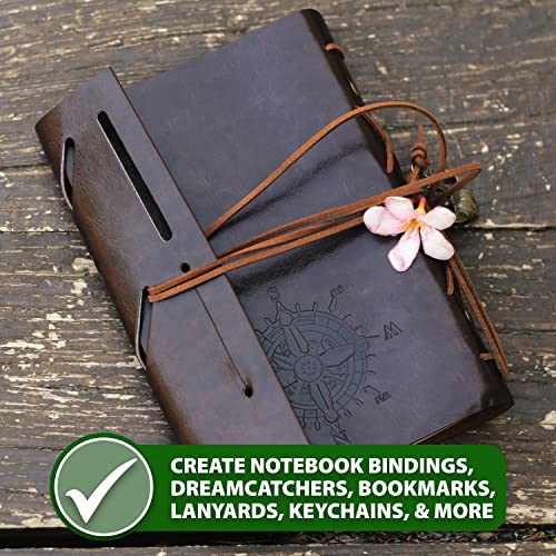 Mandala Crafts Round Cowhide Genuine Leather String Cord, Natural Rawhide Rope for Jewelry Making, Kumihimo Braiding, Shoelaces (2mm, Black)