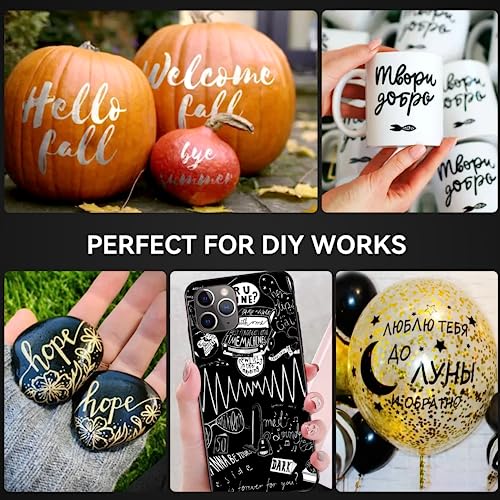 Paint Pens Paint Markers, 14 Pack Permanent Oil Based Markers, Medium Tip, 5 Colors, Never Fade Quick Drying and Waterproof Marker Pen Set for Metal, Wood, Fabric, Tire, Stone, Mugs, Glass, DIY Craft