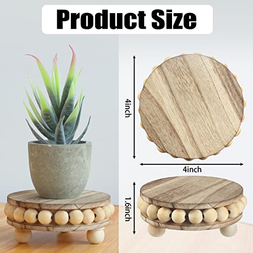 yunmanqiji 2 Pack Wood Riser, Risers for Decor，Pedestal Stand，Display Stand apply to Home Decor，Farmhouse Decor，Tiered Tray Decor(Brown, 4 Inches)