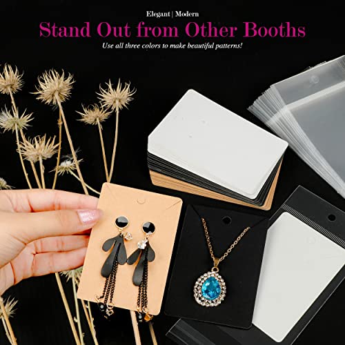 KLEANSE 3.5 x 2.3 inches Earring Cards for Selling - 150 Pack of Earring Display Cards with Self 150 Sealing Bags - Earring Packaging Supplies for Small Business - Necklace Cards, (Multi Color)