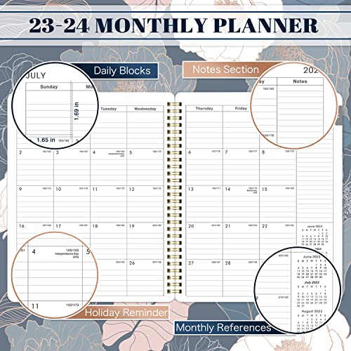 Planner 2023-2024 - Jul.2023 - Jun.2024, Academic Planner/Calendar 2023-2024, 2023-2024 Planner Weekly and Monthly, 8" x 10", Marked Tabs, Flexible Cover, Thick Paper, Perfect for Life Organizing - Engraved Art Floral