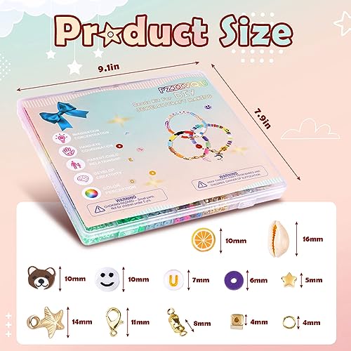 FZIIVQU 6100 Pcs Clay Beads Bracelet Making Kit 24 Colors Flat Clay Beads Set Friendship Bracelet kit Include Polymer Clay Heishi Bead UV Letter Beads for Jewelry Earrings Making