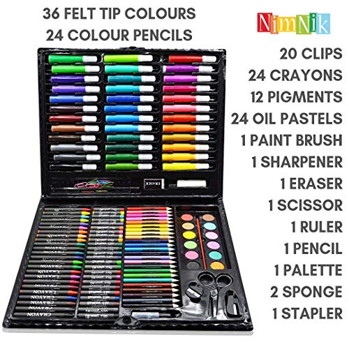 NIMNIK Art Supplies Girls Art Set Case - 150 pcs Art Supplies Coloring Set for Ages 3-6 Artist Drawing Kits for Girls Boys School Projects | Art Kits Sets