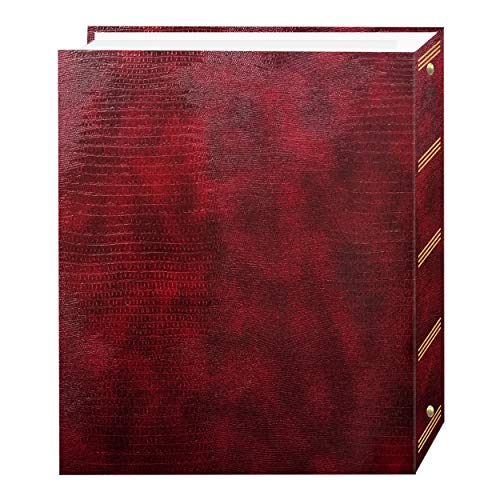 Magnetic Self-Stick 3-Ring Photo Album 100 Pages (50 Sheets), Burgundy Red