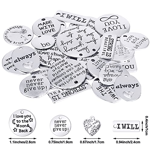 Hicarer 259 Pieces Inspirational Motivational Keychains Charms Bulk Inspirational Words Charms with Open Jump Key Rings for Various DIY Necklaces, Bracelets