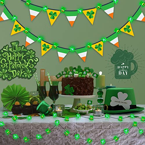 [ Timer ] Shamrocks Leprechaun Hat Lights St. Patrick's Day Decorations 10Ft 40LED Green Lucky Clover Fairy String Lights Battery Power Irish St.Patrick's Decoration Indoor Outdoor Home(Hat Shamrocks)