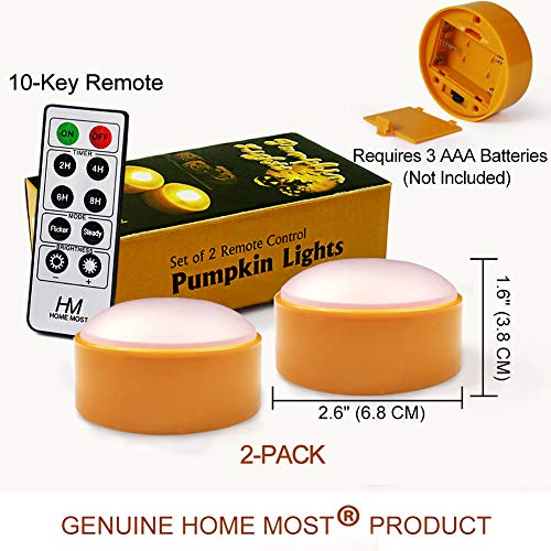 HOME MOST 2-Pack Halloween Pumpkin Lights with Remote/Timer - Orange Pumpkin Lights LED Battery Operated Halloween Decor - Halloween Jack-O-Lantern Outdoor Pumpkin Decorations - LED Lights Halloween