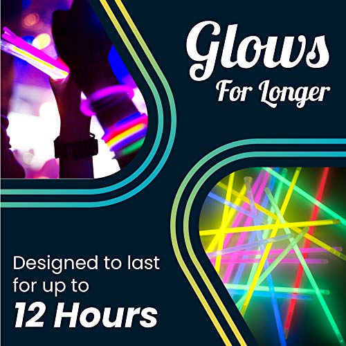 Glow Sticks Party Pack - 240 PCS Includes, 100 Pcs 8' Glow sticks,10 Pcs Ultra-Bright 6' Glow Sticks, And All Exciting Accessories – Create Glow In The Dark Necklaces, Bracelets, Glasses, Headbands, Balls, Flowers