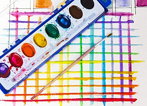 Color Swell Bulk 18 Packs of Watercolor Paint with Wood Brushes 8 Washable Colors for Kids, Families, Classrooms, Parties, All Ages