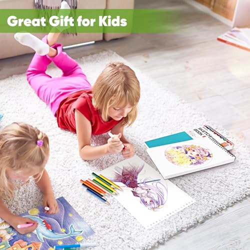 Soucolor 9" x 12"Drawing Paper, 1-Pack 100 Sheets Spiral Bound Art Sketchbook, Acid Free (68lb/100gsm) Artist Drawing Book Paper Painting Sketching Pad, Christmas Gifts Art Supplies, Aqua Sky