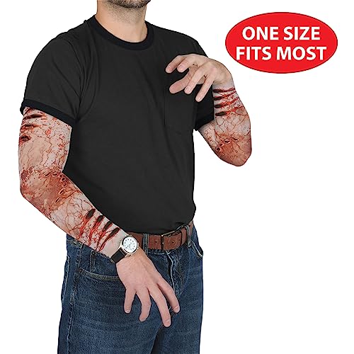 Beistle Zombie Bite Party Sleeves 1 Pair Halloween Wearing Apparel, Costume Accessory, One Size, Red/Black/Tan