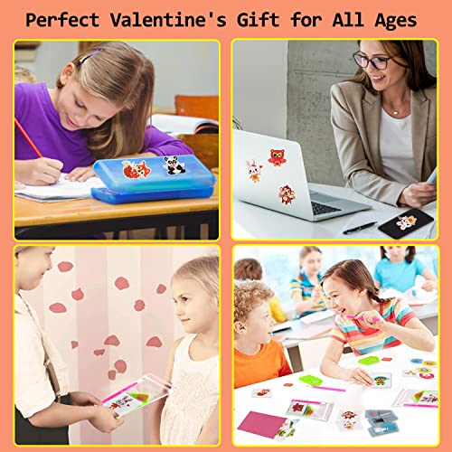 Valentines Day Cards for Kids - 28pcs Diamond Painting Kits+ 28pcs Valentines Cards, Kids Valentines Day Cards with 7 Different Gem Stickers for School Classroom Valentine's Gifts Exchange Decorations
