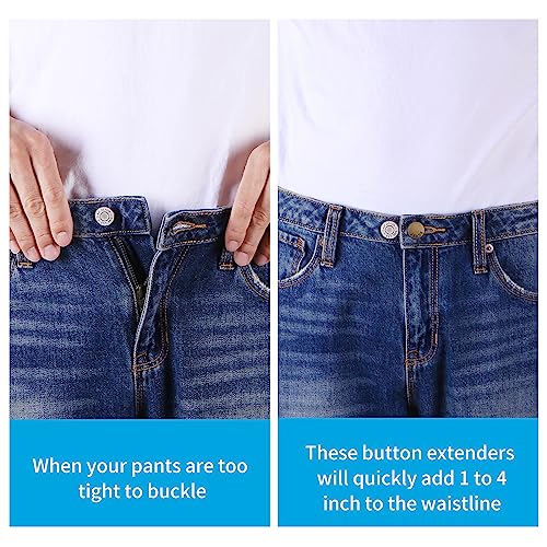 Ceryvop 18PCS Button Extenders for Jeans, Pants Waist Button Extender for Women Men, Ceryvop Jeans Button Extender Stretchy Waist Extension, 6 Sizes Pants Button Waistband Extender
