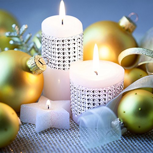 8 Row 10 Yard Rhinestones Diamonds Ribbon Bling Wrap for Crafts for Wedding Cakes, Birthday Decorations, Baby Shower Events,Party Supplies, Arts Rhinestones for Crafts(Silver, 8row)