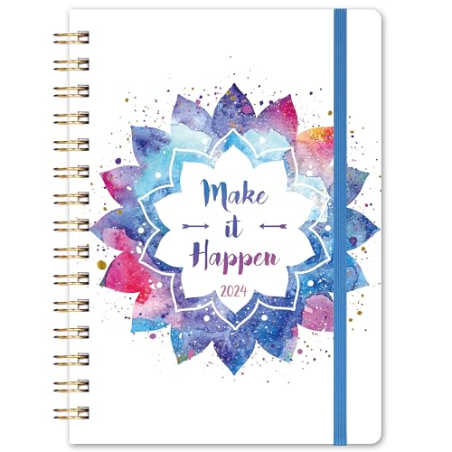 2024 Planner - Weekly & Monthly Planner 2024, 6.4” × 8.5”, Jan 2024 - Dec 2024, Flexible Hardcover, Strong Twin-Wire Binding,12 Monthly Tabs, Inner Pocket, Perfect Organizer