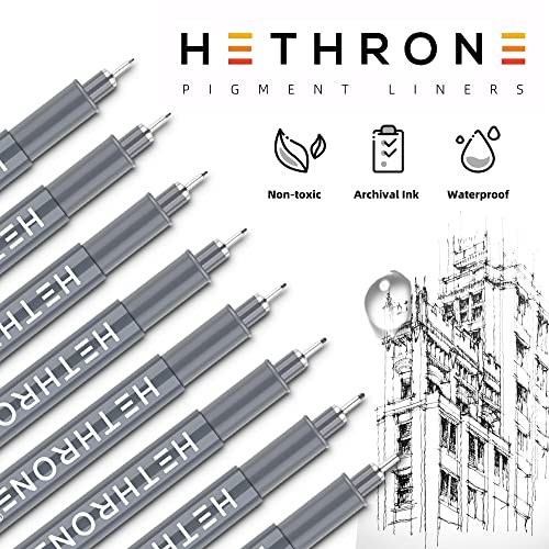 Hethrone Micro-Pens 8 Size Drawing Ink Pens for Artists Sketching Writing