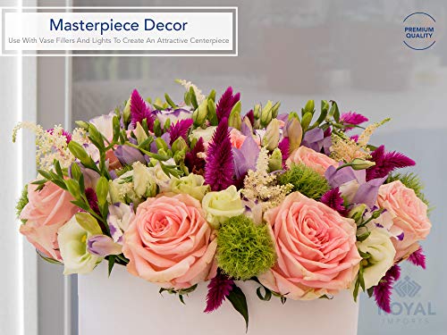 Royal Imports Flower Vase Acrylic Oval - Decorative Centerpiece for Home or Wedding - Non Breakable Plastic, 4" X12 Short Rounded - White