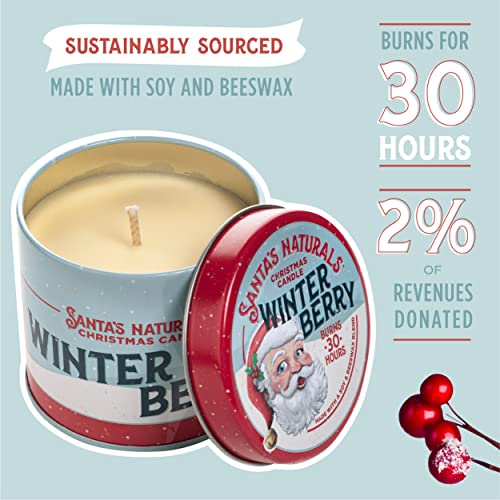 Santa's Naturals Winterberry Christmas Candle | Warm Cider Fragrance | Notes of Cinnamon, Orange, and Clove | Sustainably Sourced Soy and Beeswax | 30 Hour Burn Time | 9oz | 2 Pack