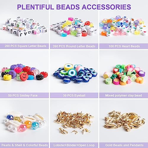 Bracelet Making Kit - 6800 PCS Beads Bracelet Kit Arts and Crafts for Kids - Jewelry Making Kit Crafts for Girls Adults - Bracelet Making Toys Gifts for Girls Teen Girls (48 Grids)