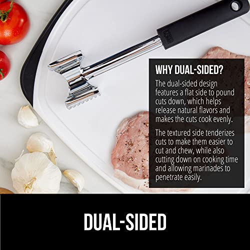Gorilla Grip Heavy Duty Meat Tenderizer Hammer, Dual Side Kitchen Mallet, Comfortable Grip Handle, Maximize Food Flavor, Spiked Side Tenderizes, Smooth Flattens Steak, Beef, Commercial Grade, Black