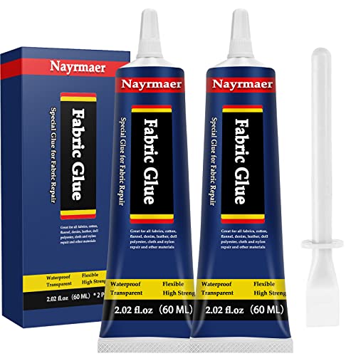 Fabric Glue, Permanent Clear Washable Clothing Glue for All Fabrics, Cotton, Flannel, Denim, Leather, Polyester, Doll Repair, 24 Hours Dry and Waterproof (Fabric Glue)