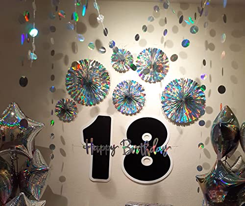 Holographic Circle Garlands Iridescent Party Supplies Hanging Streamer Backdrop Kids Unicorn Mermaid Theme Birthday Party Decorations Baby Shower Graduation Wedding Disco Bachelorette Party Decor