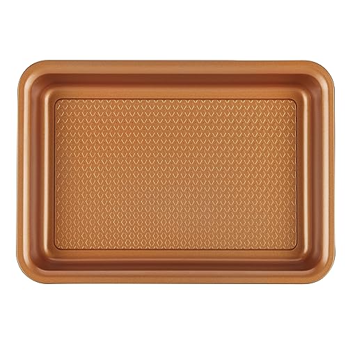 Ayesha Curry Nonstick Bakeware Toaster Oven Set with Nonstick Baking Pan, Cookie Sheet / Baking Sheet and Muffin Pan / Cupcake Pan - 4 Piece, Copper Brown