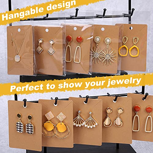 ovsor 500 Pcs Earring Cards - holder Cards with 500 Pcs Bags, Display Cards for Earrings Necklace Display and Jewelry Packaging