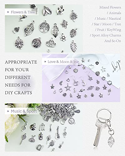 JIALEEY 400 PCS Wholesale Bulk Lots Jewelry Making Charms Mixed Smooth Tibetan Silver Alloy Charms Pendants DIY for Bracelet Necklace Jewelry Making and Crafting