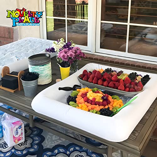 Novelty Place Inflatable Ice Serving Buffet Bar - Salad Food & Drinks Cooler Serving Tray for Summer Party Picnic & Camping (Pack of 1, 25 Inches)