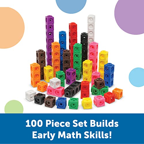 Learning Resources MathLink Cubes - Set of 100 Cubes, Ages 5+,Math Manipulatives, Math Cubes, Homeschool Supplies, Kindergartner Classroom Supplies, Back to School Supplies, Teacher Supplies