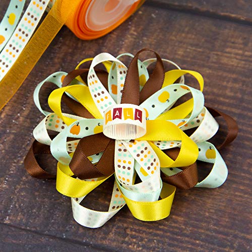 VATIN Fall Ribbon 3/8 Inch 20 Rolls X 330Fts(110Yards) Autumn Harvest Festival Ribbons Printed Grosgrain Ribbons Polyester Satin Ribbon Sheer Organze Ribbon for Gift Wrapping DIY Crafts Fall Decor