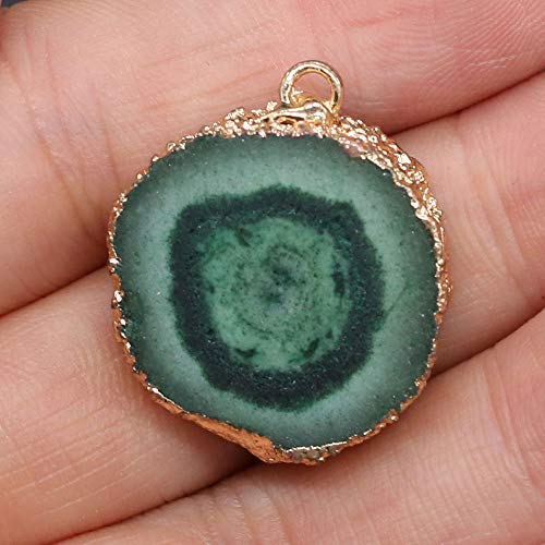 LHJ 5PCS Natural Agate Sheet Pendants Irregular Round Mixed Color Gemstone Stone Pendants Charms Pendants for Necklace Bracelet Jewelry Making