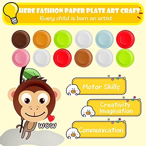 Art Craft Gift for Kids - 12 Paper Plate Art Kit Toy for 3, 4, 5 Year Old Boys Girls Toddlers, DIY Animal Art Supplies For Children Preschool Classroom/ Birthday/ Party Favor/ Christmas Game Crafts
