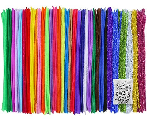Wateza [Pack of 460] 360 Pipe Cleaners+100 Googly Eyes | Vibrant Assorted 30 Colors of Craft Chenille Stems - Multicolor Pipe Cleaners Craft Supplies for DIY Arts, and Home & School Crafts Projects