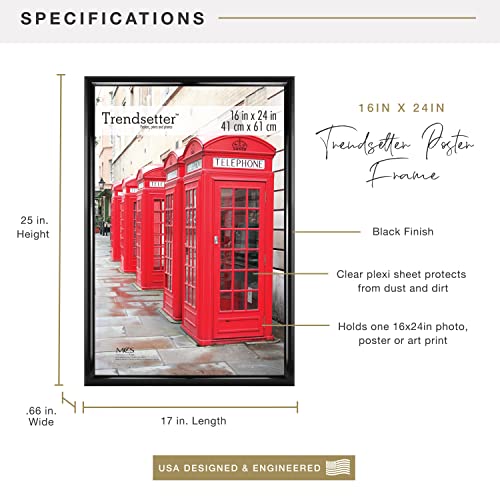 MCS Trendsetter Poster Frame, Black, 16 x 24 in, Single