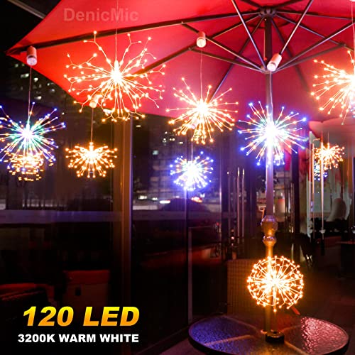 DenicMic Firework Lights 4 Pack Starburst Lights 120 LED 8 Mode Battery Operated Chandelier Star Lights with Remote, Hanging Christmas Decorations Indoor
