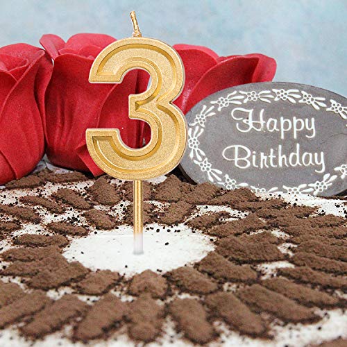 LUTER Gold Glitter Happy Birthday Cake Candles Number Candles Number 1 Birthday Candle Cake Topper Decoration for Party Kids Adults