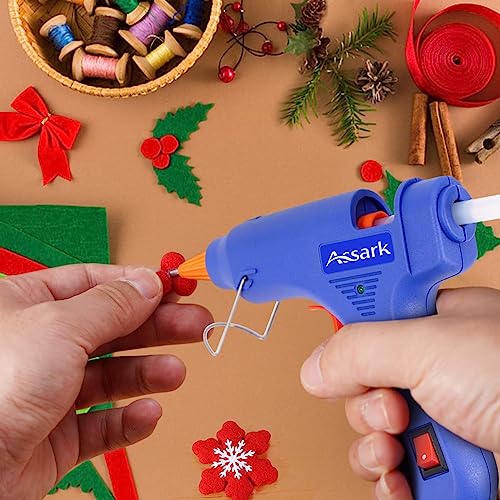 Assark Glue Gun, Mini Hot Glue Gun Kit with 30 Glue Sticks for School Crafts DIY Arts Quick Home Repairs, 20W (Blue)