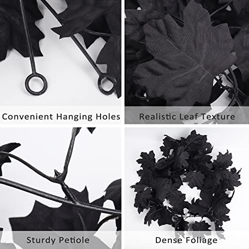 Fall Decor Black Garland, Black Decorations Halloween Garland, Fall Wall Hanging Maple Leaves, Artificial Black Maple Leaf Vine, Halloween Decorations Clearance,Fall Decoration for Home, Pack of 2…