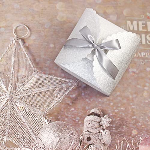 WEWILUCK Silver Glitter Gift Boxes, 10 PCS Small Gift Box with Lids Bulk for Wedding, Party, Birthday, Valentine's Day and More, 4.75” x 4.75” x 3.53” Fancy Present Box for Gift Giving