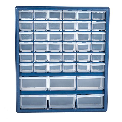Plastic Storage Drawers – 42 Compartment Organizer – Desktop or Wall Mount Container for Hardware, Parts, Crafts, Beads, or Tools by Stalwart, 10 Targets