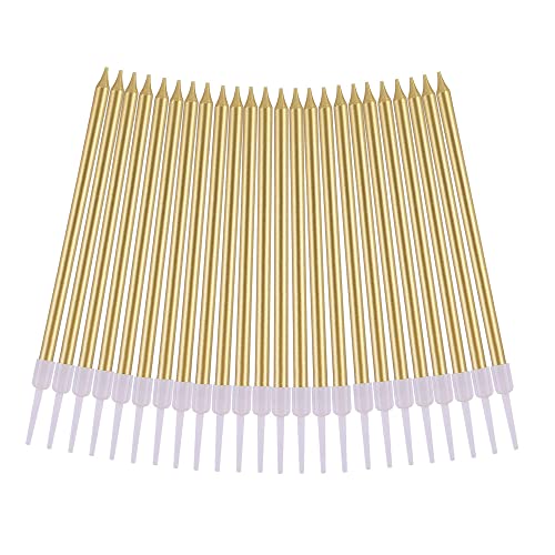 PHD CAKE 24-Count Gold Long Thin Metallic Birthday Candles, Cake Candles, Birthday Parties, Wedding Decorations, Party Candles, Cake Decorations