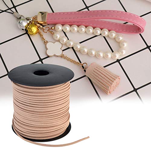 Wobe 100 Yards Suede Cord, Leather Cord 2.6mm x 1.5mm Suede Lace Faux Leather Cord with Roll Spool for Bracelet Necklace Beading DIY Handmade Crafts Thread (Brown)