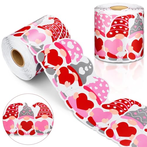 Spiareal 68.9 Feet Valentine's Day Gnomes Bulletin Board Border Decorations Red Pink Heart Love Gnomes Elf Rolled Border Trim for Valentine Day Party Classroom Bulletin Boards Chalkboard Wall Decor