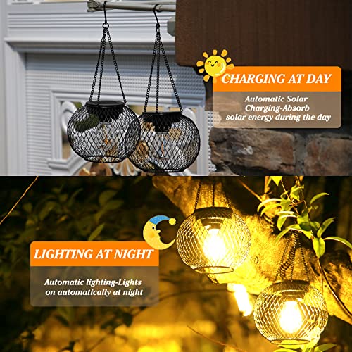Solar Lantern Outdoor, KagoLing Upgraded Hanging Solar Lights Outdoor Garden Christmas Decorations Decorative Lighting Solar Powered Waterproof Tree Lantern for Garden Yard Patio Pathway, 2 Pack