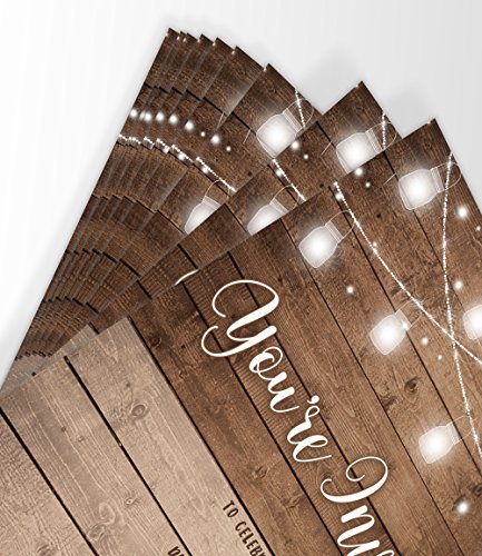 Printed Party Fill-in Invitations and Envelopes, Rustic, Set of 25