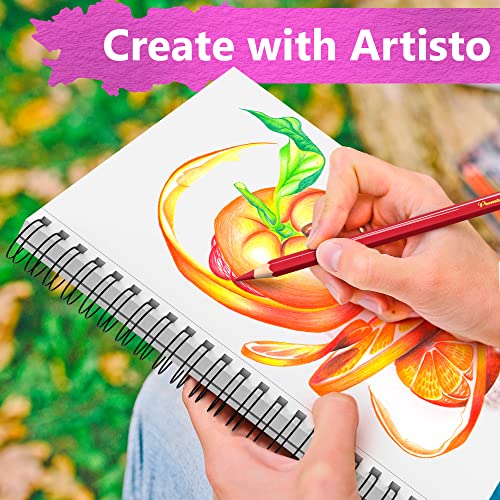 Artisto 9x12" Premium Sketch Book Set, Spiral Bound, Pack of 2, 200 Sheets (100g/m2), Acid-Free Drawing Paper, Ideal for Kids, Teens & Adults.