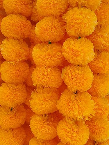 DECORATION CRAFT Light Orange 5ft Artificial Marigold Flower Garland for Parties Wedding Diwali Mehndi Pooja Festival & Traditional Indian Theme Decoration Home Decoration Photo Prop Backdrops DIY